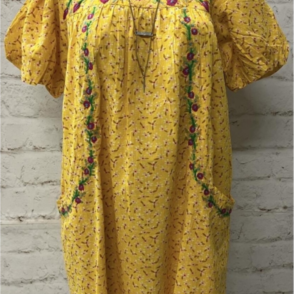 Uncle Frank Daisy Dress-Yellow Floral Embroidered Dress